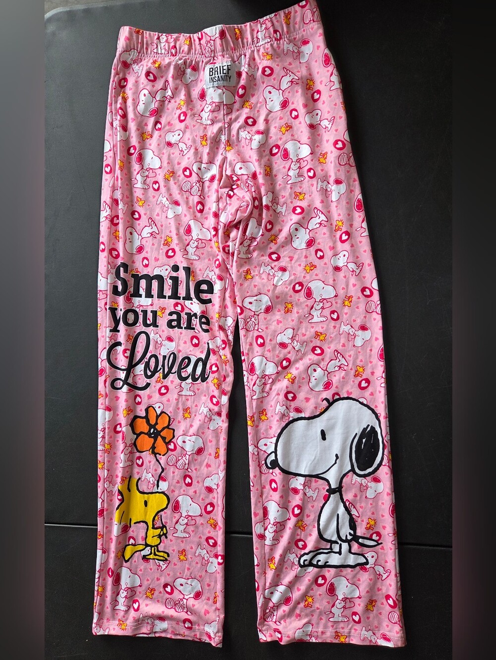 Adult Small Pink Snoopy & Woodstock Brief Insanity Lounge Pants